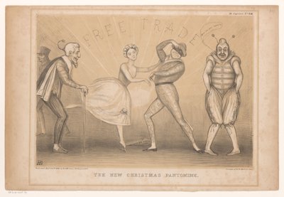 Spotprent met kerst voorstelling Den nye julepantomime (titel på objekt) HB Sketches (serietitel på objekt) af John Doyle
