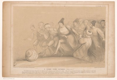 Spotprent mødte premier Peel En scene fra Vatheck. (realiseret) (titel på objekt) HB Sketches (serietitel på objekt) af John Doyle