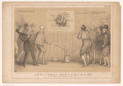 Tegnefilm med premierminister Peel som Harlekin Julepantomime, nr. 2. Ekstraordinært harlekinspring! (titel på objekt) HB Sketches (serietitel på objekt) af John Doyle