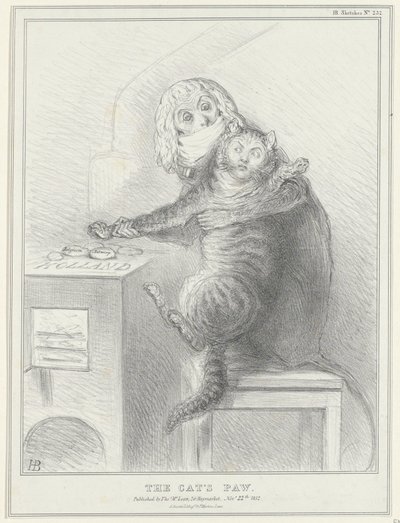 Spotprent på Talleyrand en Palmerston, 1832 Kattens pote (titel på objekt) Politiske skitser (serietitel) af John Doyle