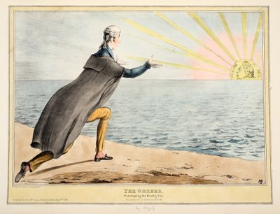 The Gheber: Worshiping the Rising Sun, 1830 (håndfarvet gravering) af John Doyle