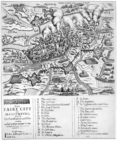 Faire City of Magdenburg, med befæstninger og udbygninger. Og på hvilken måde blev det belejret af John Tserclaes greve af Tilty, 1631 af John Droeshout