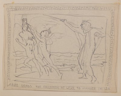 Aoife sender Lirs børn for at vandre i havet (blyant) af John Duncan