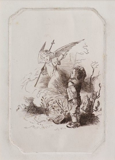 Dreng og engel (ætsning) af John Duncan