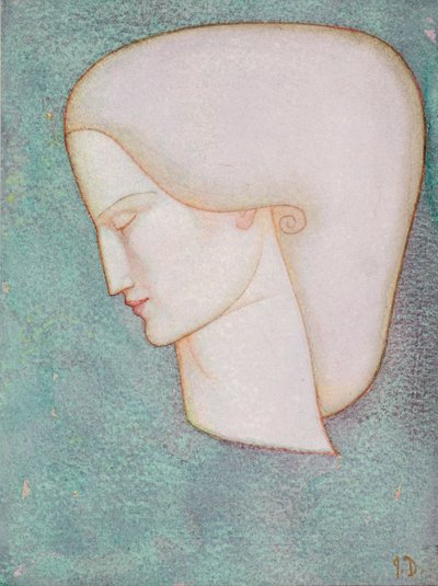 Kvindehoved (akvarel) af John Duncan