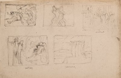 Uden titel [Fem skitser af figurer] (blyant) af John Duncan