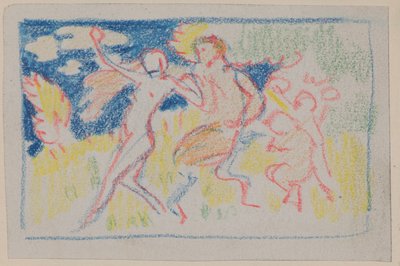 Uden titel [Fire dansende figurer] (blyant) af John Duncan