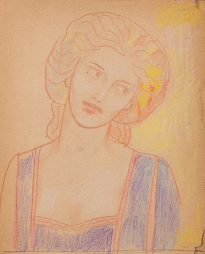 Uden titel [Kvindelig middelalderfigur] (blyant) af John Duncan