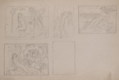 Uden titel [Nøgne figurer i et landskab (blyant) af John Duncan