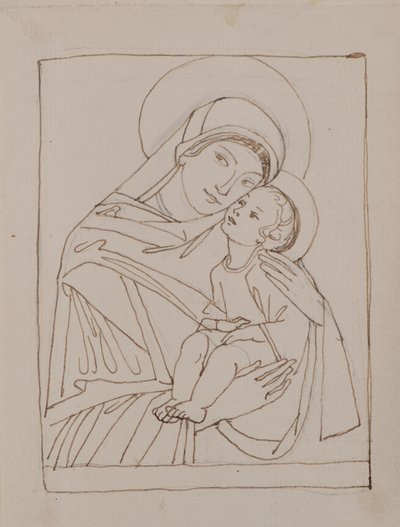 Uden titel [Jomfru og barn] (pen og blæk) af John Duncan