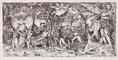 Vintønde trukket af fire tigre af John Duncan