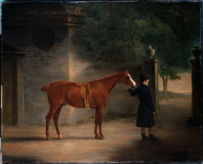En jæger og en brudgom i en gårdhave, 1816 af John E. Ferneley