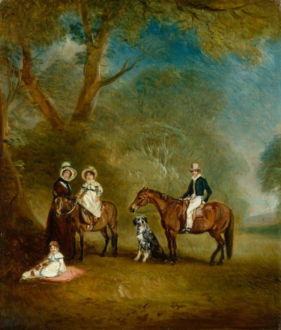 Pares Family of Hopwell in a Wooded Landscape (olie på lærred) af John E. Ferneley