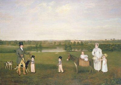 William Hetton Cooke med sin hustru og børn i Worleston Rookery, Chester af John E. Ferneley