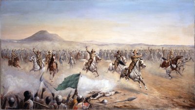 The Charge of the 21st Lancers at Omdurman, 2. september 1898 (olie på lærred) af John Edward Chapman Mathews