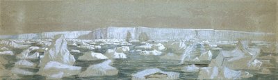 En del af den sydlige polarbarriere, 2. februar 1841 (akvarel) af John Edward Davis