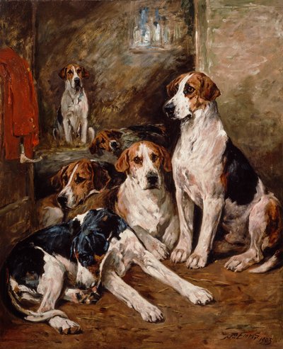 In the Kennel (olie på lærred) af John Emms