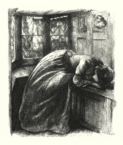 Mariana (gravering) af John Everett (after) Millais