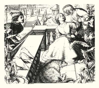Dagdrømmen (gravering) af John Everett (after) Millais