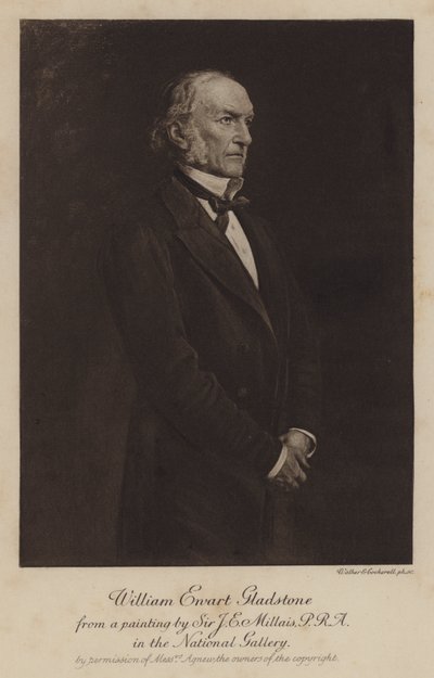 William Ewart Gladstone, britisk liberal statsmand og premierminister (fotogravure) af John Everett (after) Millais