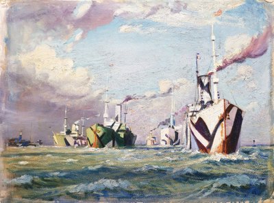 A Cunarder (dampskib), ca. 1918 (olie på karton) af John Everett