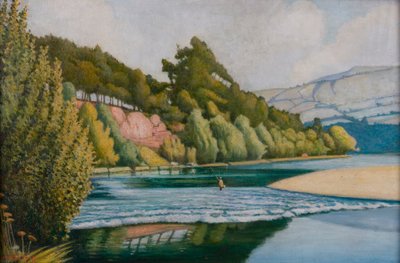 Flodscene med fisker (olie på lærred) af John Everett