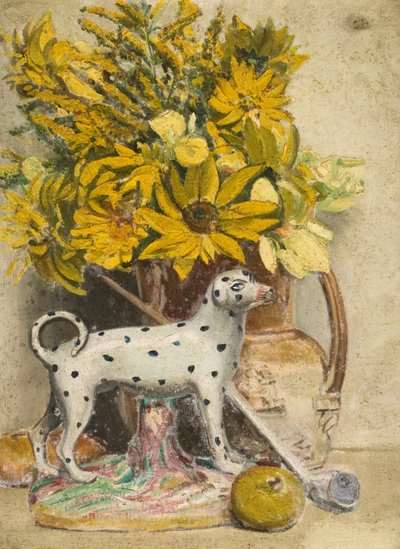 Stilleben (plettet hund) (olie om bord) af John Everett