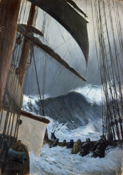 Birckdale-broen i stormvejr under en rejse fra Bristol til Sabine Pass, Texas (USA, USA), mellem april og juni 1920. af John Everett
