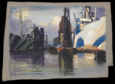 Udsigt over en havn af John Everett