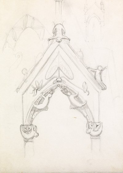 A Whimsical Gothic Archway, ca. 1853 (blyant på papir) af John Everett Millais