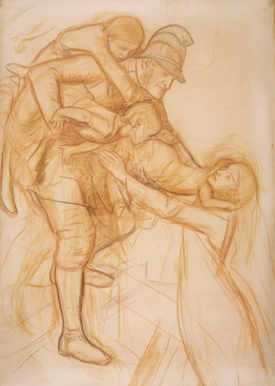 Tegnefilm til "Redningen", ca. 1855 af John Everett Millais