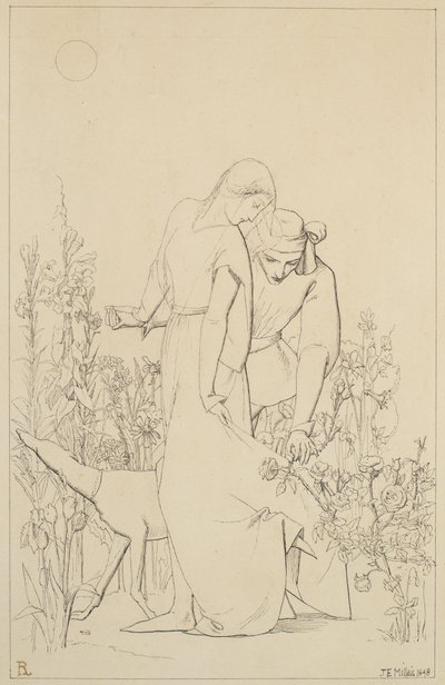 Lovers by a Rosebush, 1848 af John Everett Millais