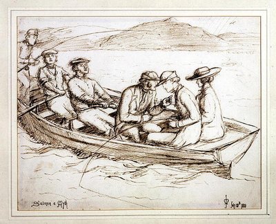 Salmon a Myth (pen og blæk på papir) af John Everett Millais