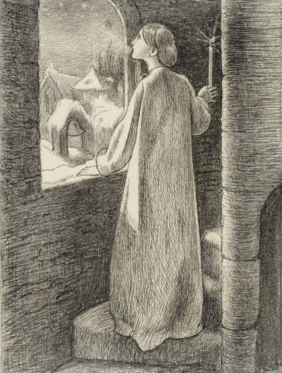 Sankt Agnes Aften, c1857 af John Everett Millais