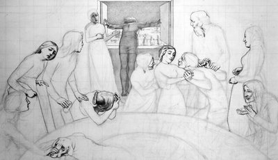 The Eve of the Deluge, ca. 1850 (blyant, pen og blæk på papir) af John Everett Millais