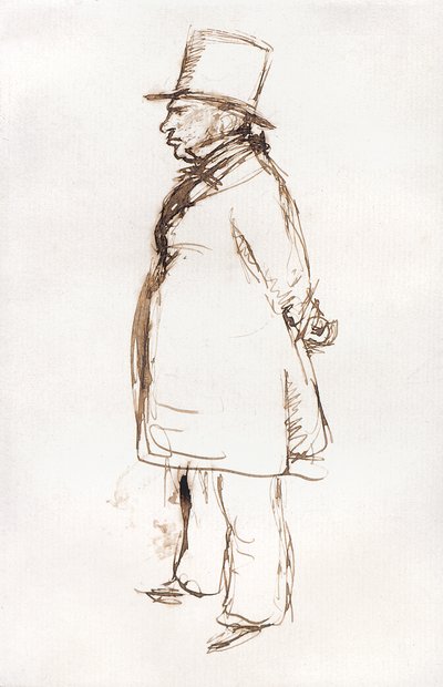 Turner På Varnishing Day At The Royal Academy (pen og brunt blæk på hvidt papir) af John Everett Millais