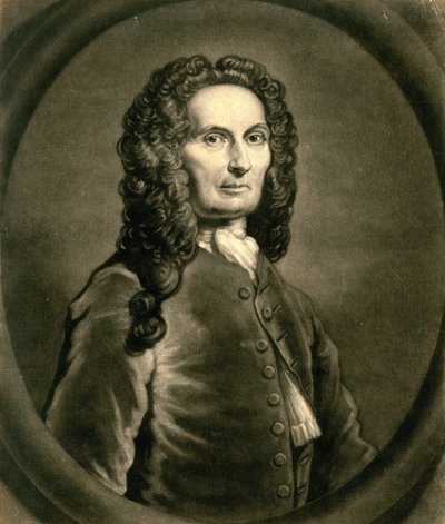 Portræt af den franske matematiker Abraham de Moivre 1667-1754, 1736 af John Faber