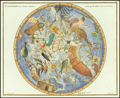1776 - John Flamsteed - Planisphere des Etoiles Australes af John Flamsteed