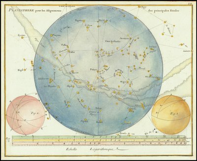1776 - John Flamsteed - Planisfære til opstilling af de vigtigste stjerner af John Flamsteed