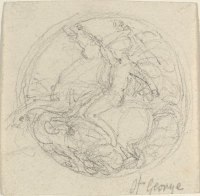 Design til en medalje, der repræsenterer Sankt Georg og dragen af John Flaxman
