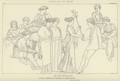 Hesiod og muserne af John Flaxman