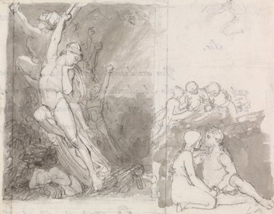 Illustration til Miltons Paradise Lost- Adam og Eva bevogtet af englene af John Flaxman