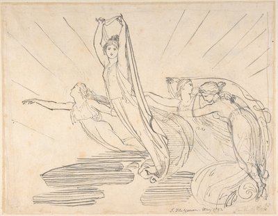 Morgen: Popes Odysseen, bog 12 (recto); studie til den endelige tegning (verso) af John Flaxman