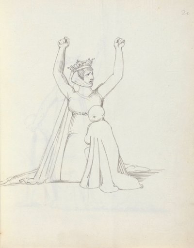 Mrs Siddons som Constance, 1783 (pen, blæk og vask på papir) af John Flaxman