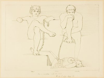 Othus og Ephialtes holder Ares fanget af John Flaxman