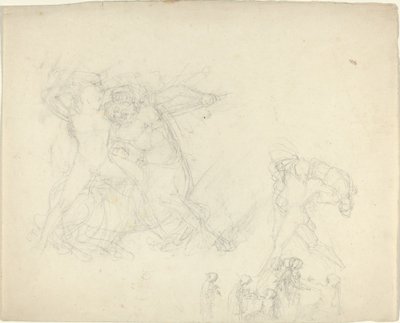 Ark med studier, herunder en mand, der kæmper mod en kentaur af John Flaxman
