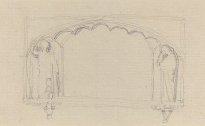 Skitse til et gotisk monument (Simcoe-monumentet?) af John Flaxman
