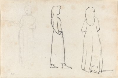 Tre skitser af en stående kvinde af John Flaxman