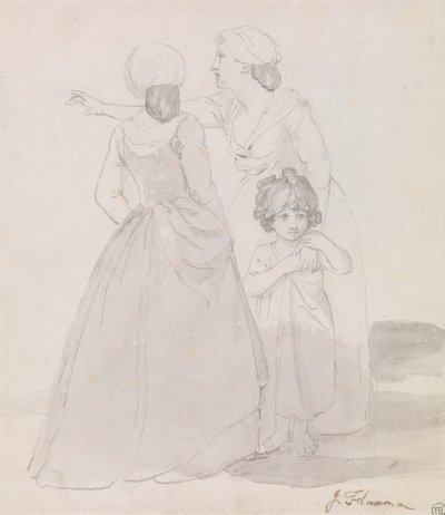 To kvinder og et barn af John Flaxman