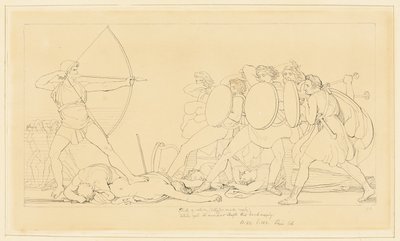 Odysseus dræber bejlerne af John Flaxman